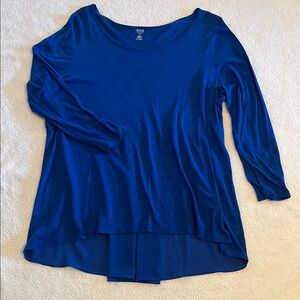 A.N.A Royal Blue Asymmetrical 3/4 Sleeve Tunic size OX (see pictures of back)